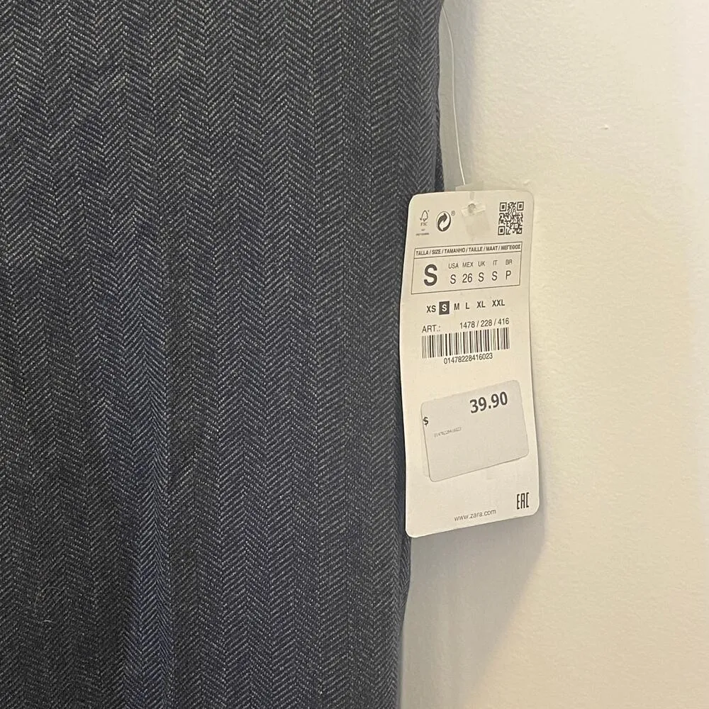 NWT Zara Herringbone Skinny Pants - Women Size S - Black/Gray/White - Image 2