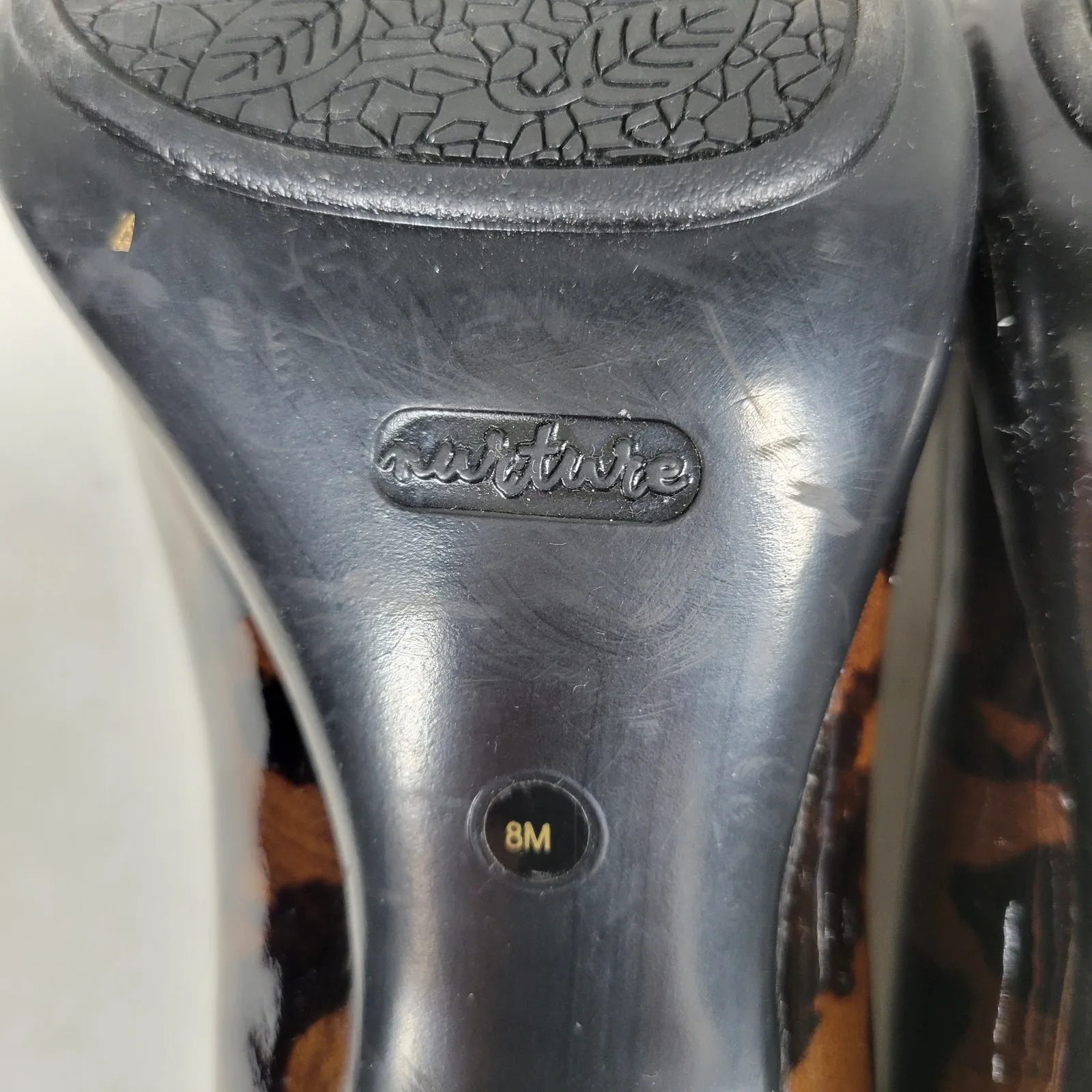 VTG‎ Nurture Drake Leopard Heels Womens 8 Brown Patent Leather Peep Toe Pumps - Image 8