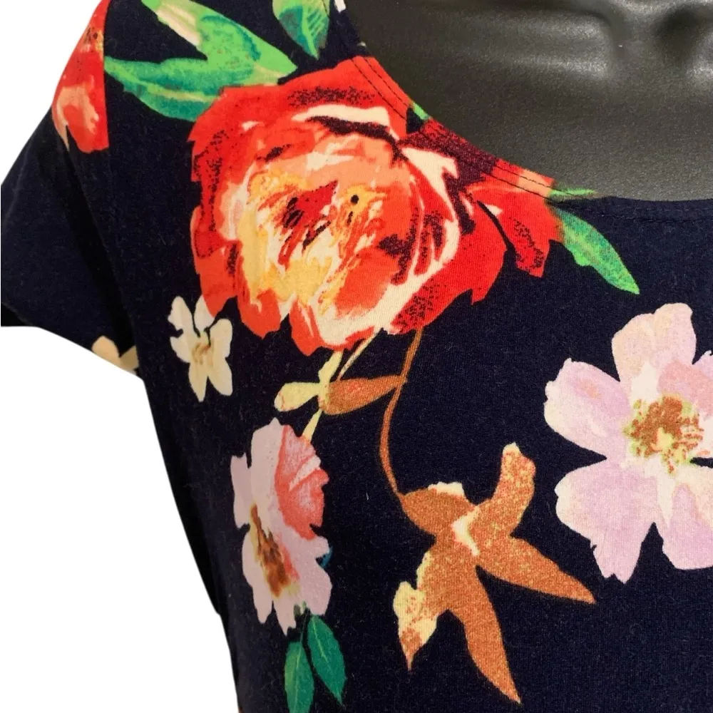 Floral Maxi Maternity Dress Navy with Red and Green Floral Accents Maternity Size XS - Image 7