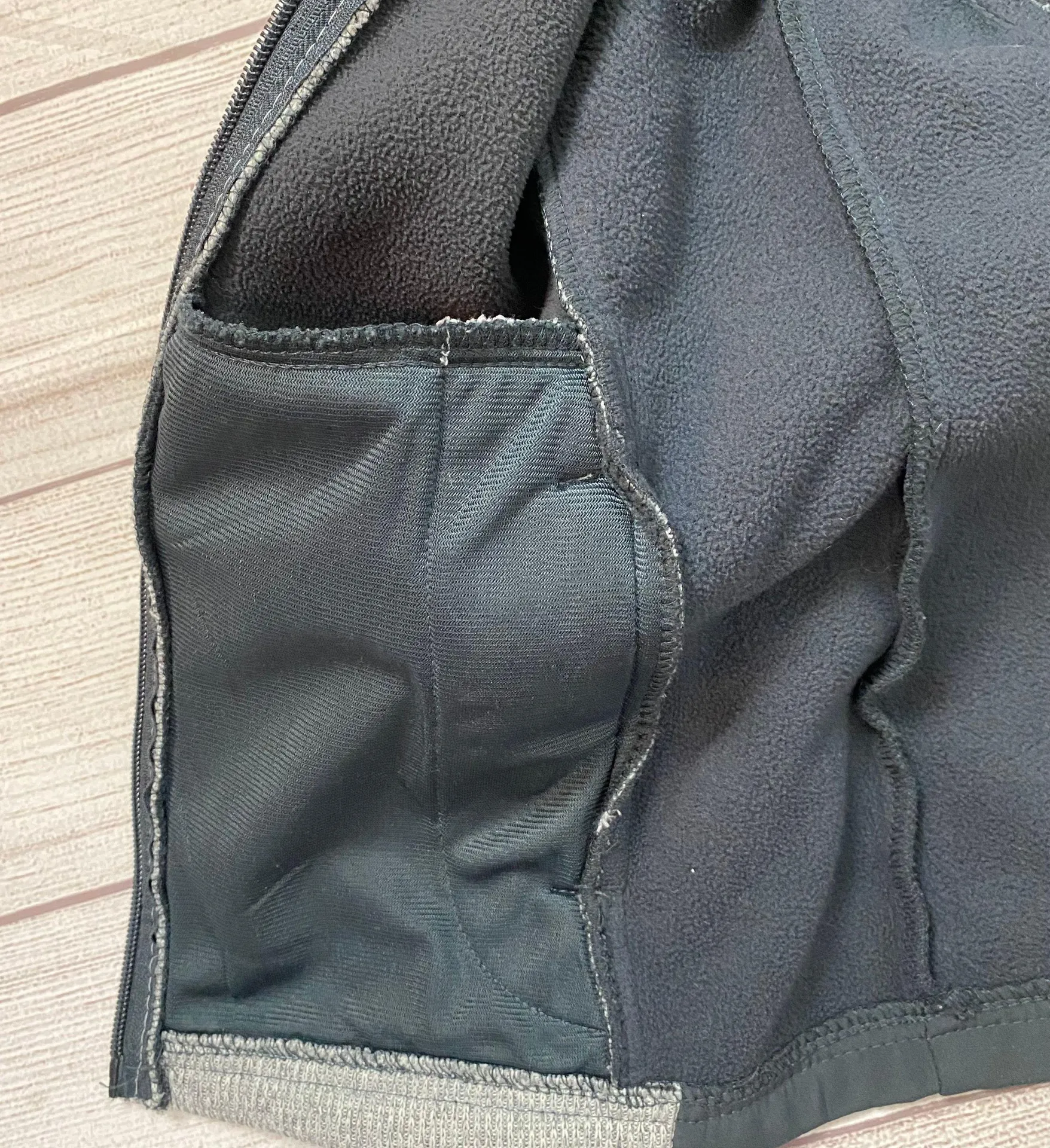 full zip high neck ribbed jacket grey sz small women - Image 12