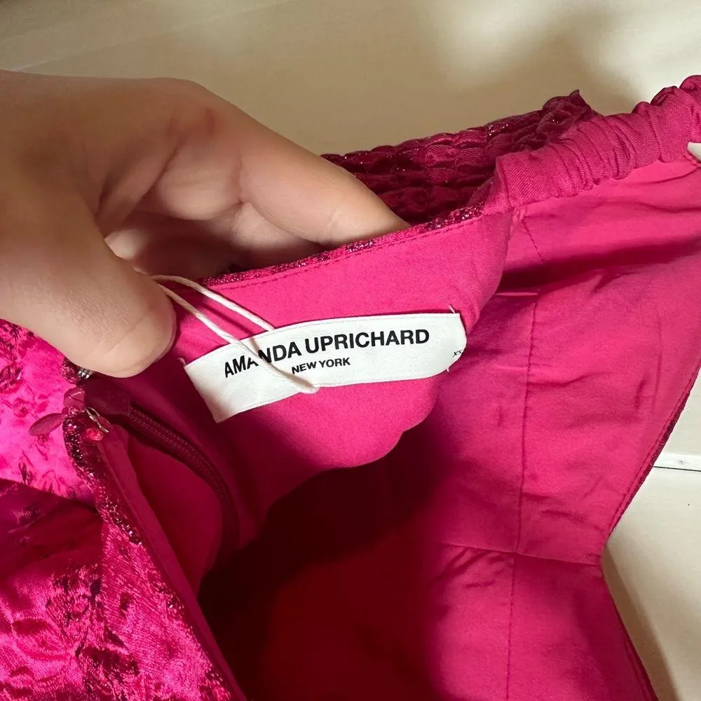 Amanda Uprichard NWT  Jordy Dress Size XS Sparkly Pink - Image 4