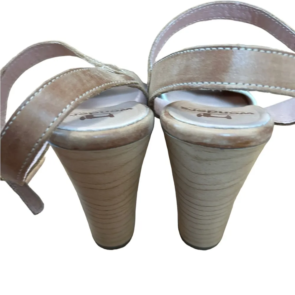 WONDERS MADE IN SPAIN LEATHER SNAKESKIN WOODEN HEELS Size 10 - Image 3