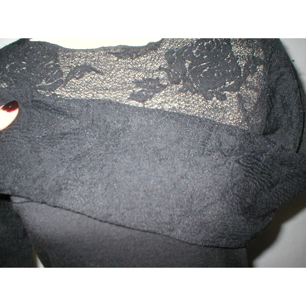 New Womens NWT NIU Black L Designer Dress Lace Wool Long Sleeves Large NIU' - Image 8