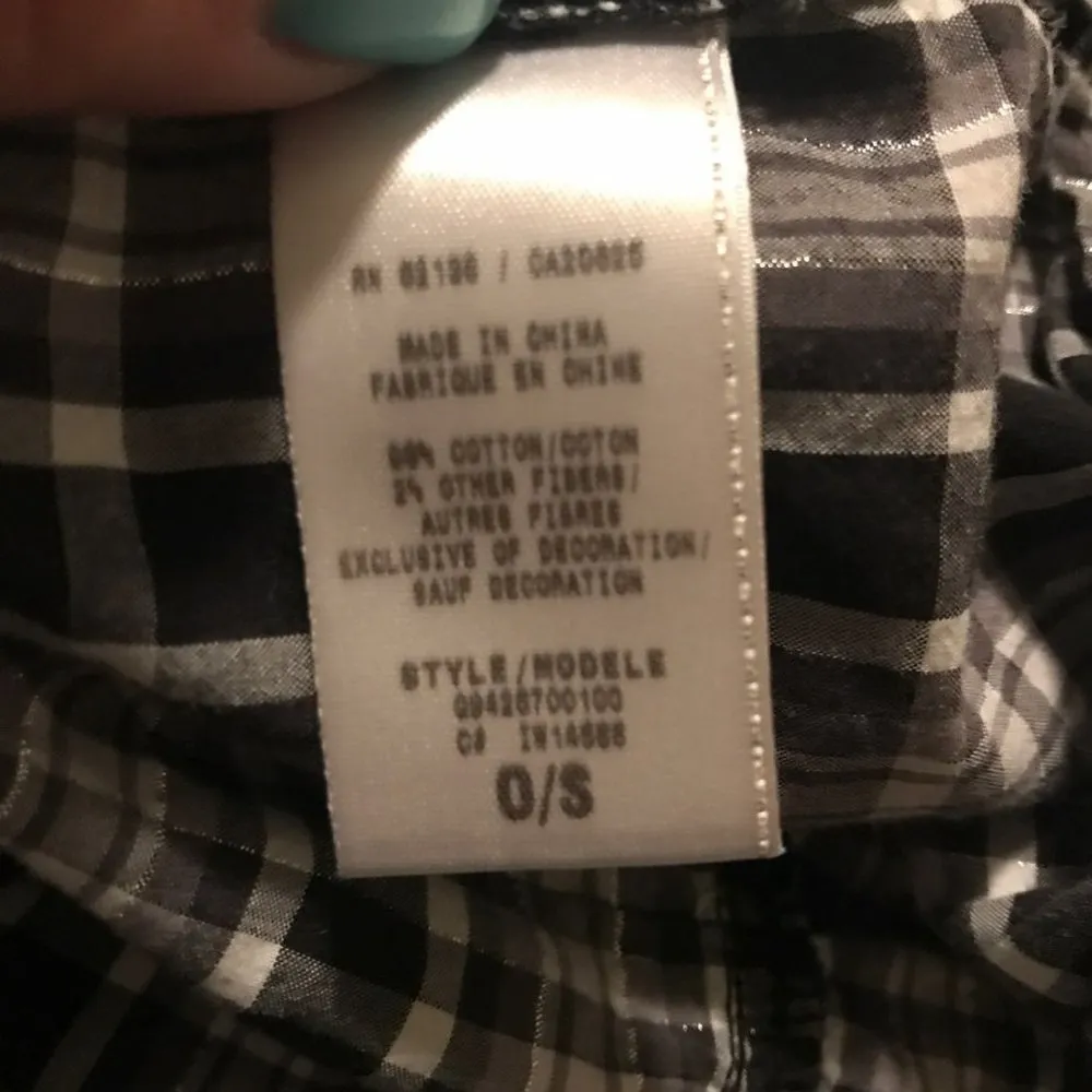 Guess Plaid Sparkle Button Up Long Sleeve Top - Image 5