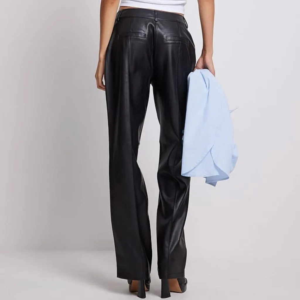 NA-KD PU Mid Rise Faux Leather Pants - Image 2
