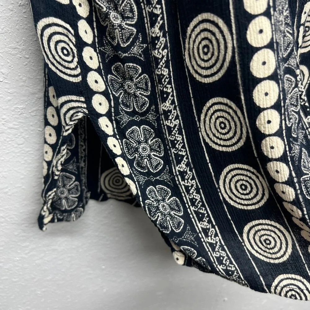 Womens Bohemian Gauzy Workwear Casual Timeless Discreet Tunic Top Size XL Black - Image 4