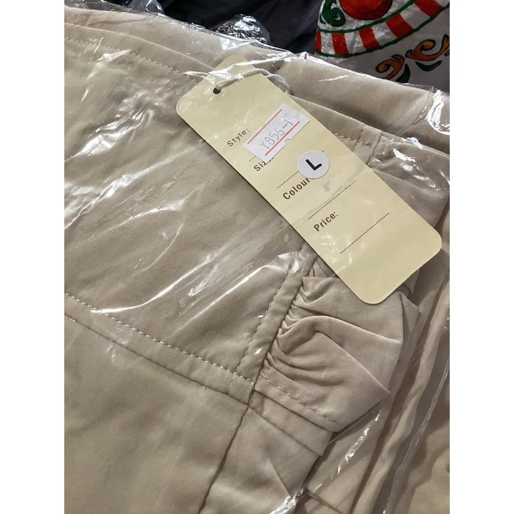 Lucy Paris Tan High Waist Bow Front Knee Length Skirt L - Image 3