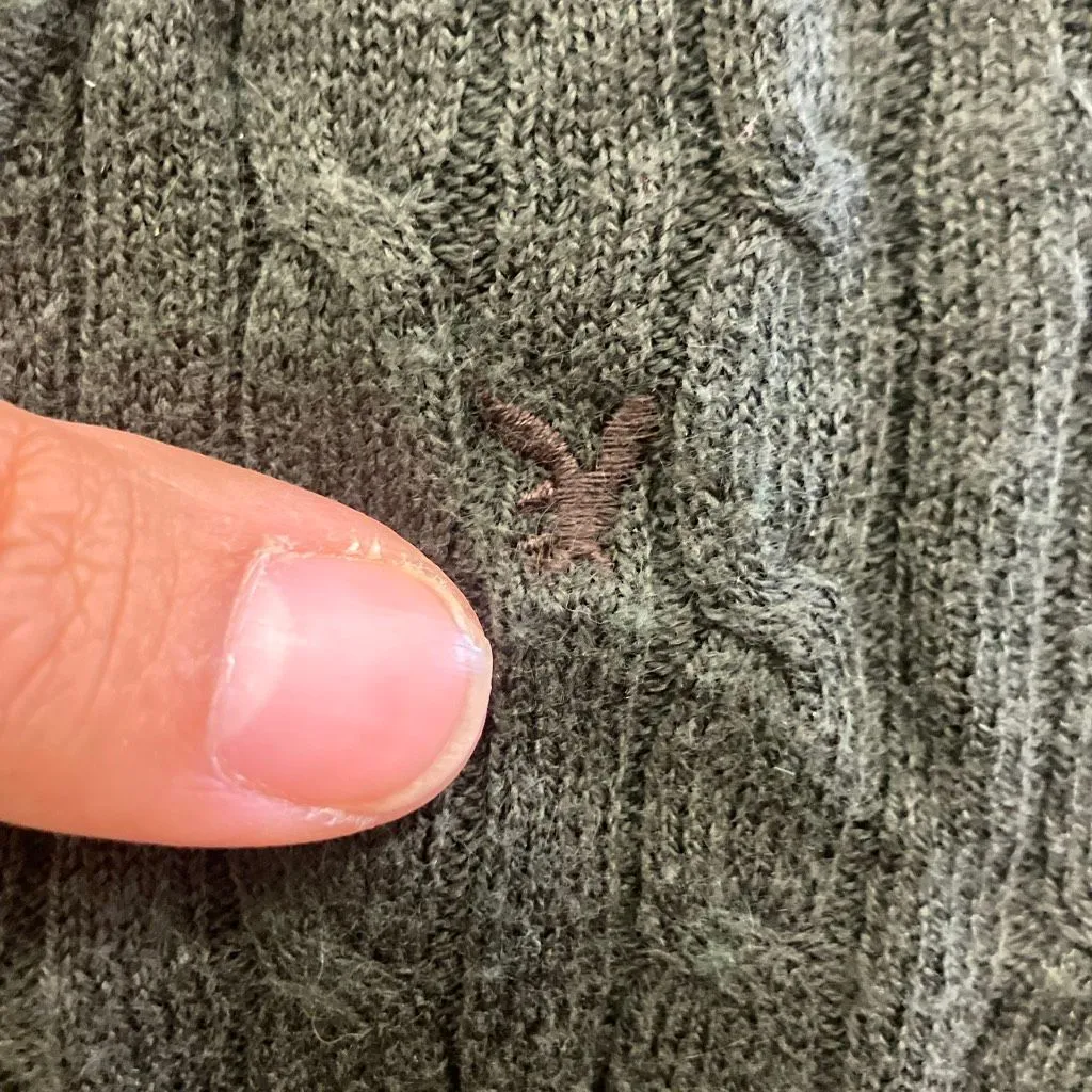 American eagle green v-neck cable knit Y2K long sleeve sweater Medium 724 - Image 6