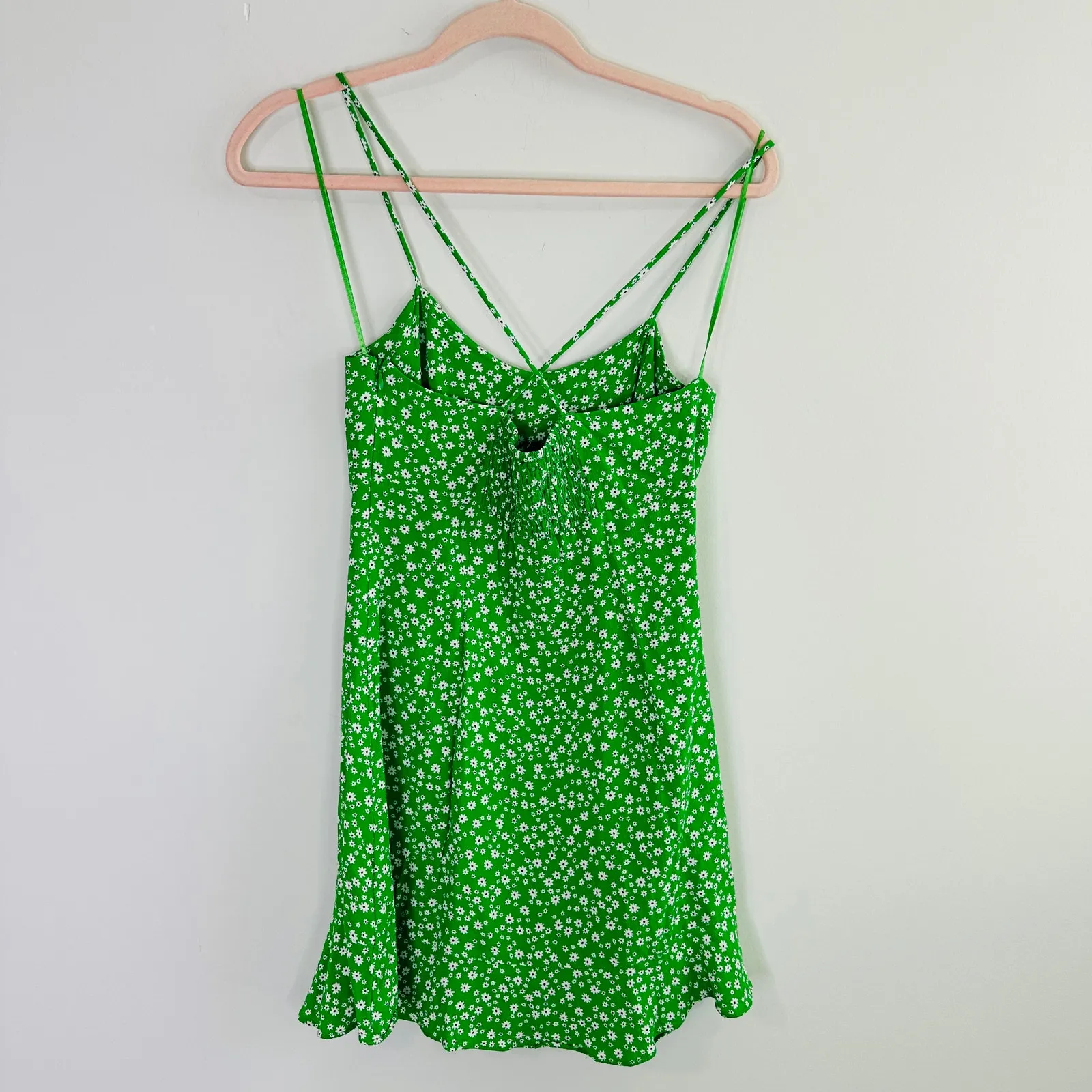 Zara Women's Medium Green Ditzy Daisy Floral Print Short Mini Sun Dress - Image 6