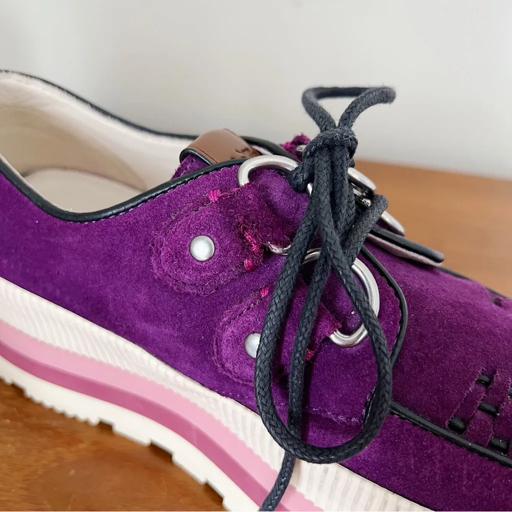 COACH • Platform Sneaker creeper chunky purple suede leather lug sole grunge - Image 10