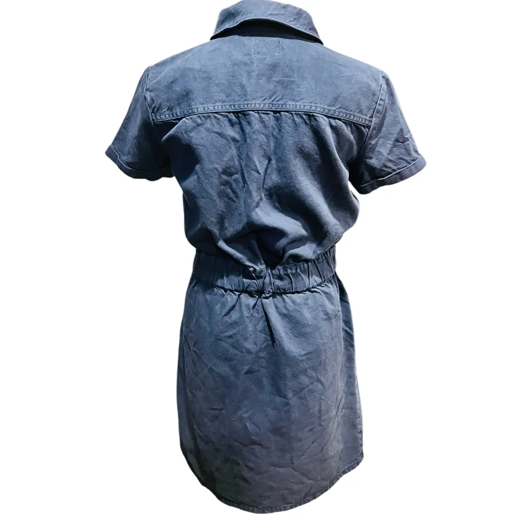 J.Crew Dress Women Blue Navy Half Front Zip Chino Utility Dress Size 4 - Image 7