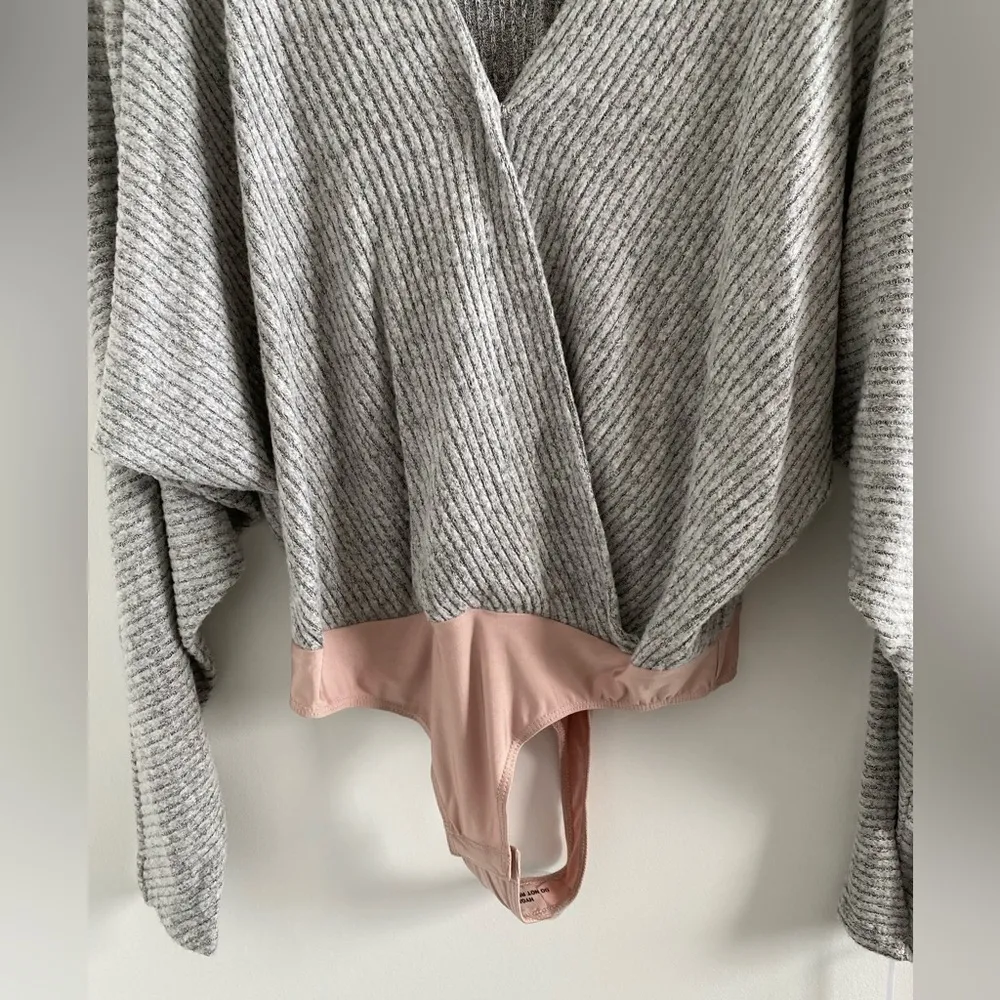 Amanda Uprichard Grey Timmy Rib Faux Wrap Bodysuit Size Small New With Tag - Image 10