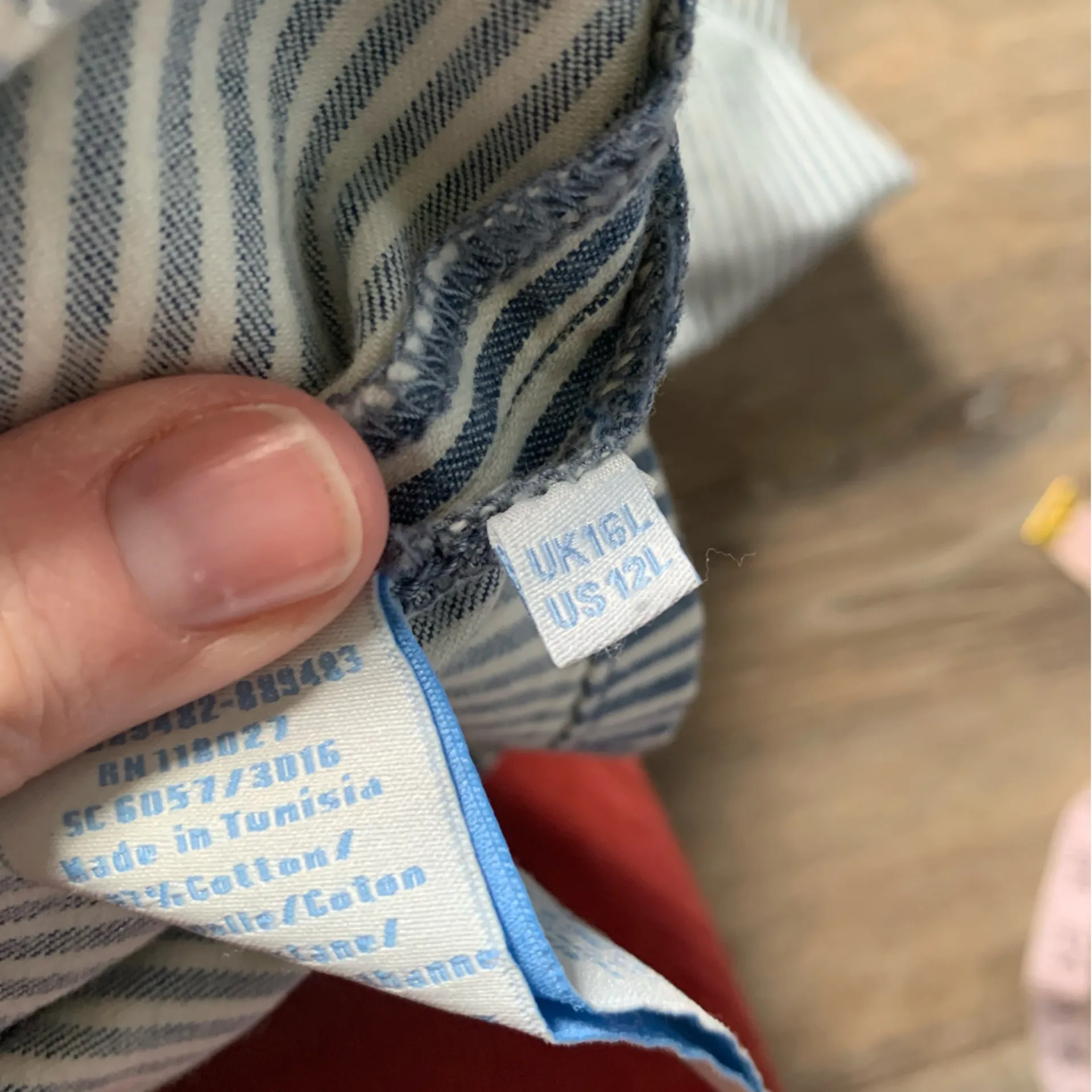 Boden Striped Blue and White Striped Denim Skirt 12L Size 12 - Image 7