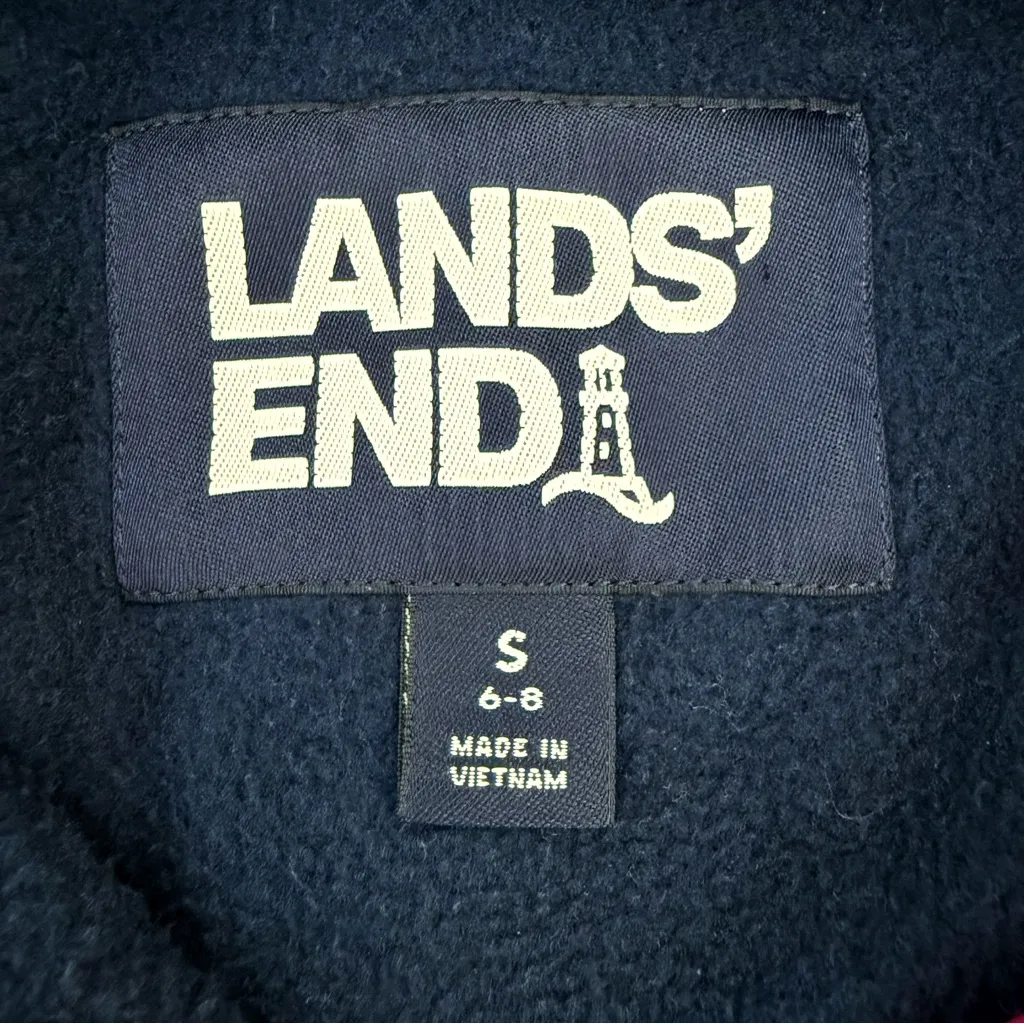 Lands’ End Quarter Snap Fleece Pullover Floral Tropical Flowers Womens Small - Image 11