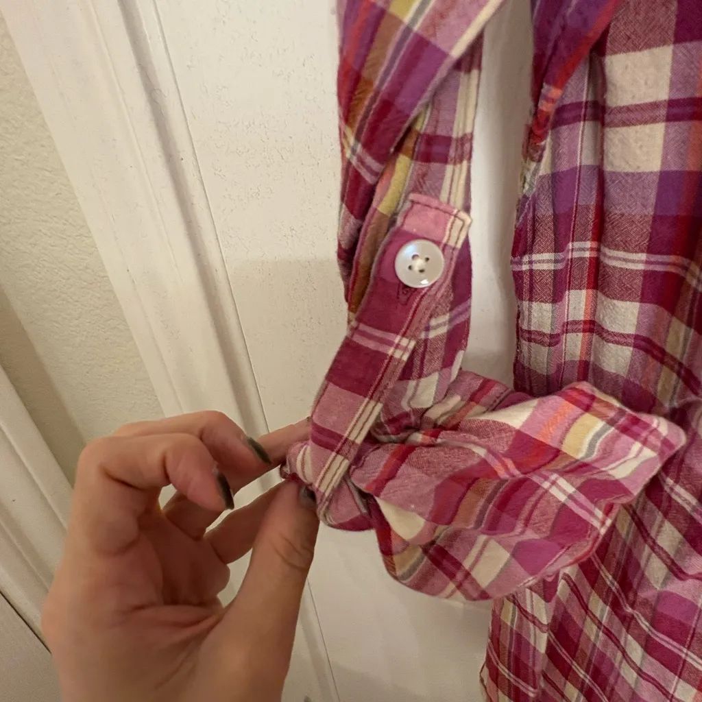 prAna Pink Purple Plaid Button Down Shirt XL Outdoor Classic Hiking Gorpcore - Image 6
