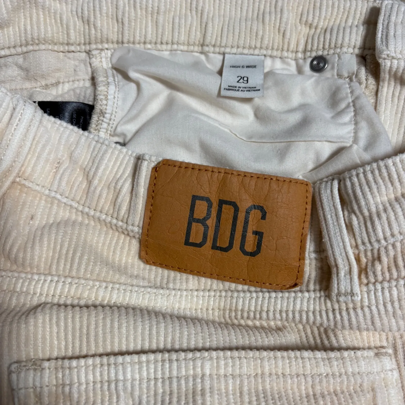 BDG Corduroy High and Wide Corduroy Pants Cream High Rise Women's Size 29‎ - Image 10