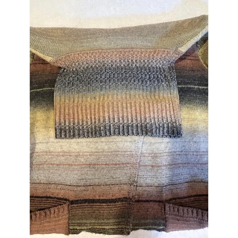 Women's Boho Southwestern turtleneck sweater MEDIUM Longline asymmetric open Gray - Image 8