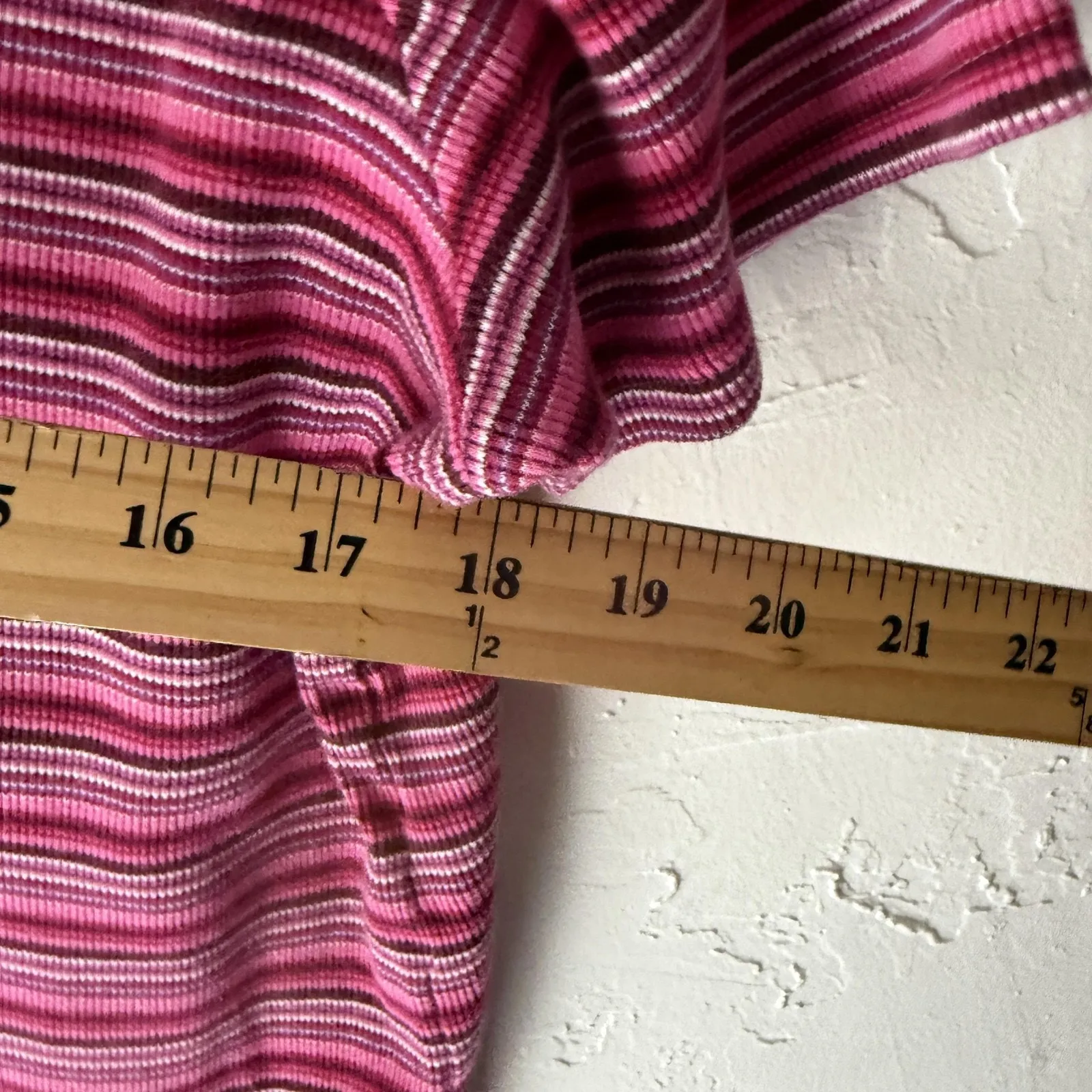 St Johns Bay Shirt Vintage Y2k Extra Large Pink Striped V Neck‎ Short Sleeve - Image 6