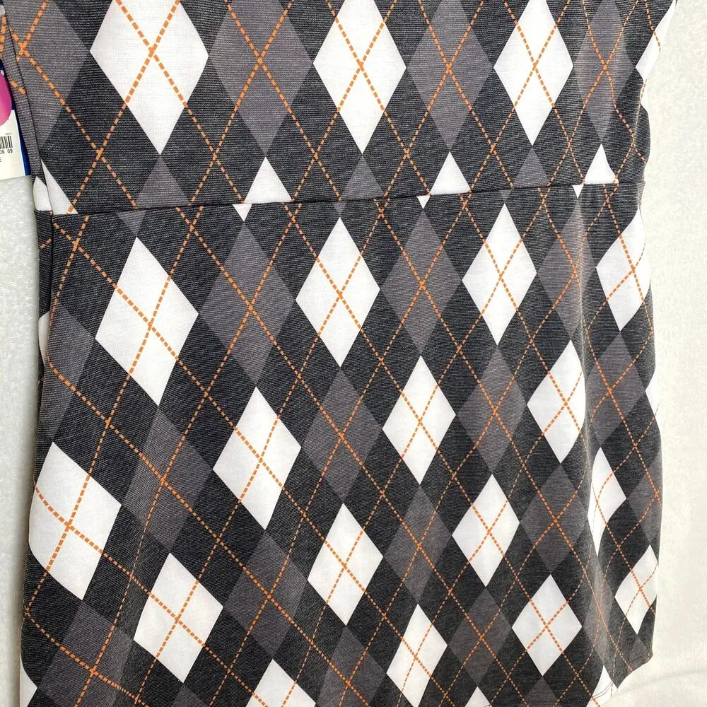 Arizona Jean Co. Argyle Mini Tank Dress XL Gray Sleeveless Jumper Academia New - Image 9