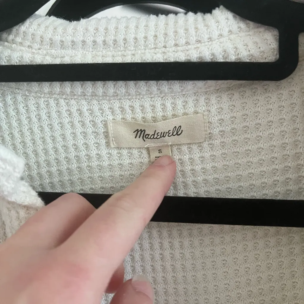 Madewell Ivory Waffle Knit Top - Image 3
