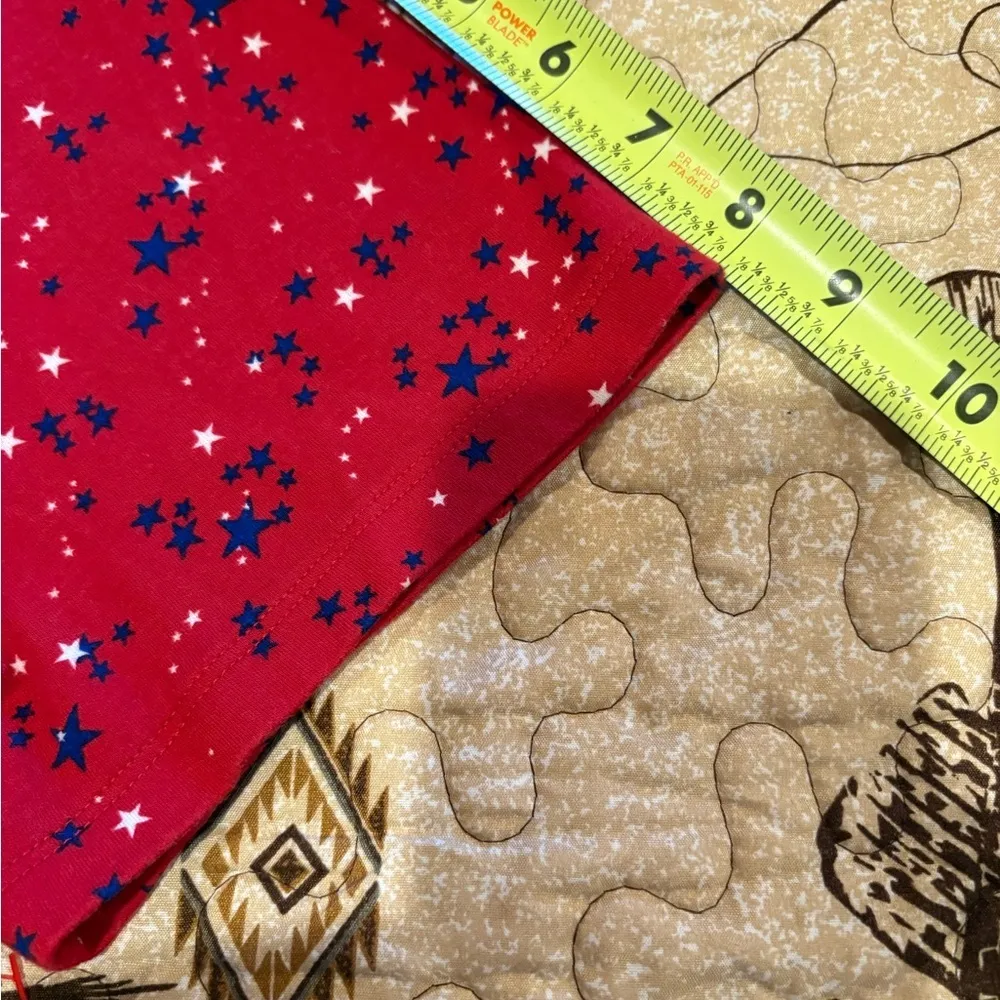 Kim Rogers short-sleeved V-neck T-shirt with pattern blue and white stars Sz XL - Image 8