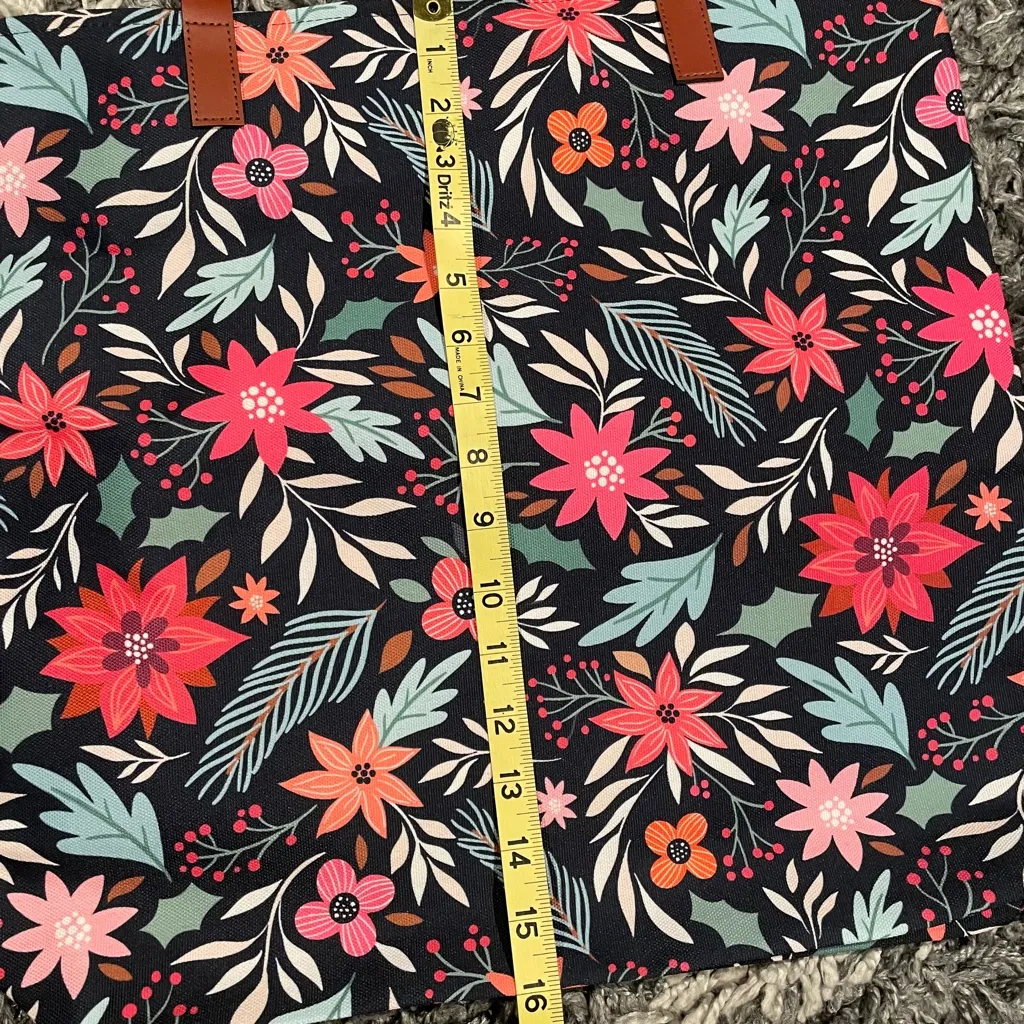 Black Brown Pink Floral Tote Bag for Work,Travel,Beach,Shopping,School - Image 4