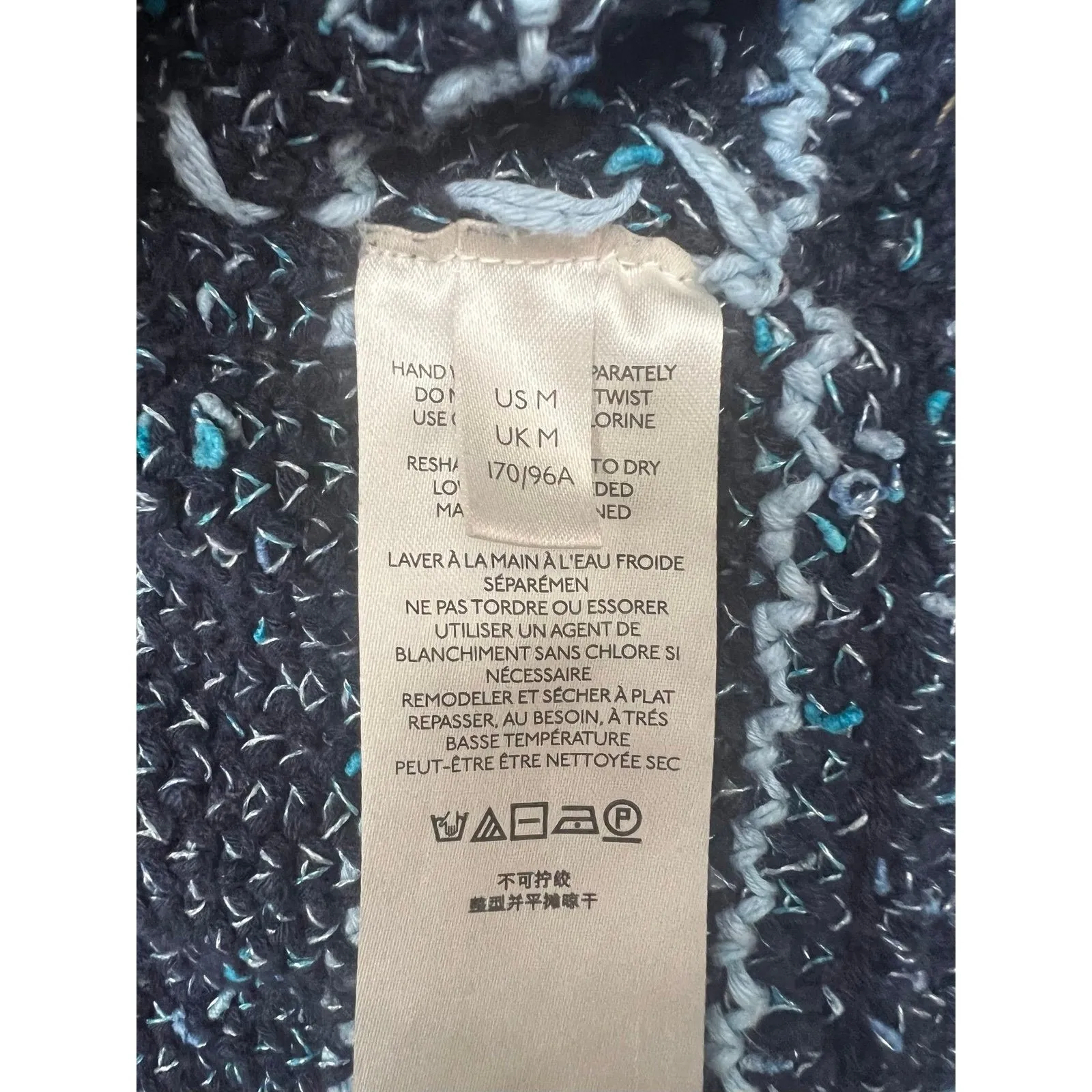 Free People Blue Striped‎ Chunky Knit Sweater Women's Size M Excellent - Image 7