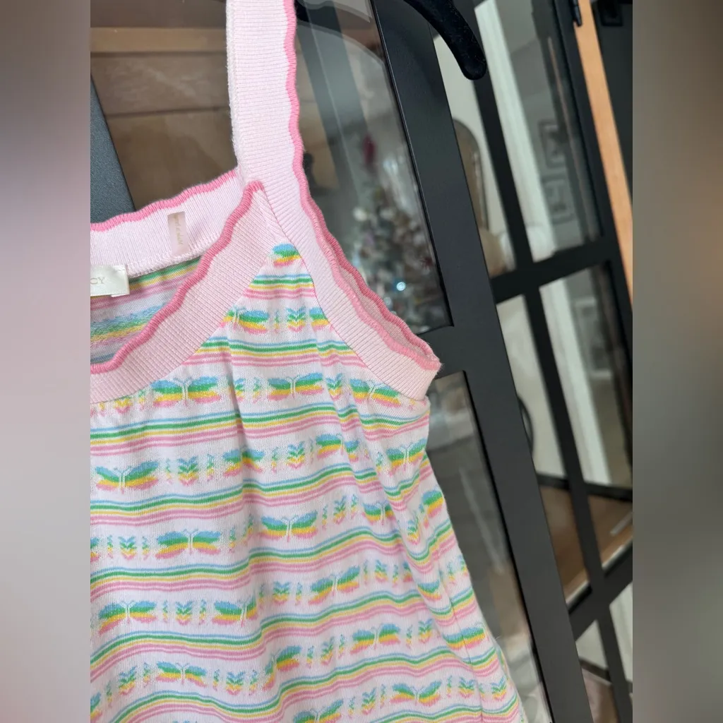 LoveShackFancy Maven tank top knit butterflies striped scalloped pastel - Image 8