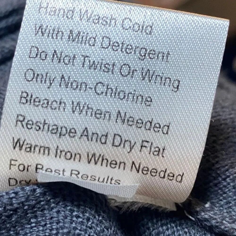 Garnet Hill Draped Waterfall Open Cardigan Fringed Hem Cotton Cashmere Gray M - Image 9