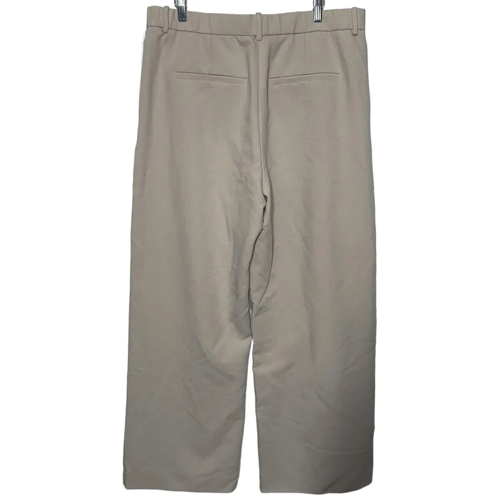 Abercrombie & Fitch Khaki Pleated High Waisted Straight Trousers Pant Size 33 16 - Image 2