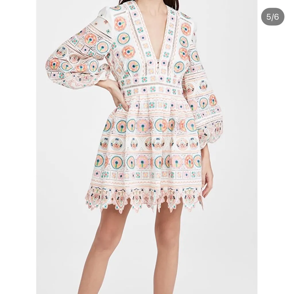 NWOT Zimmermann Brighton Multicolor Embroidered Mini Dress - Image 6