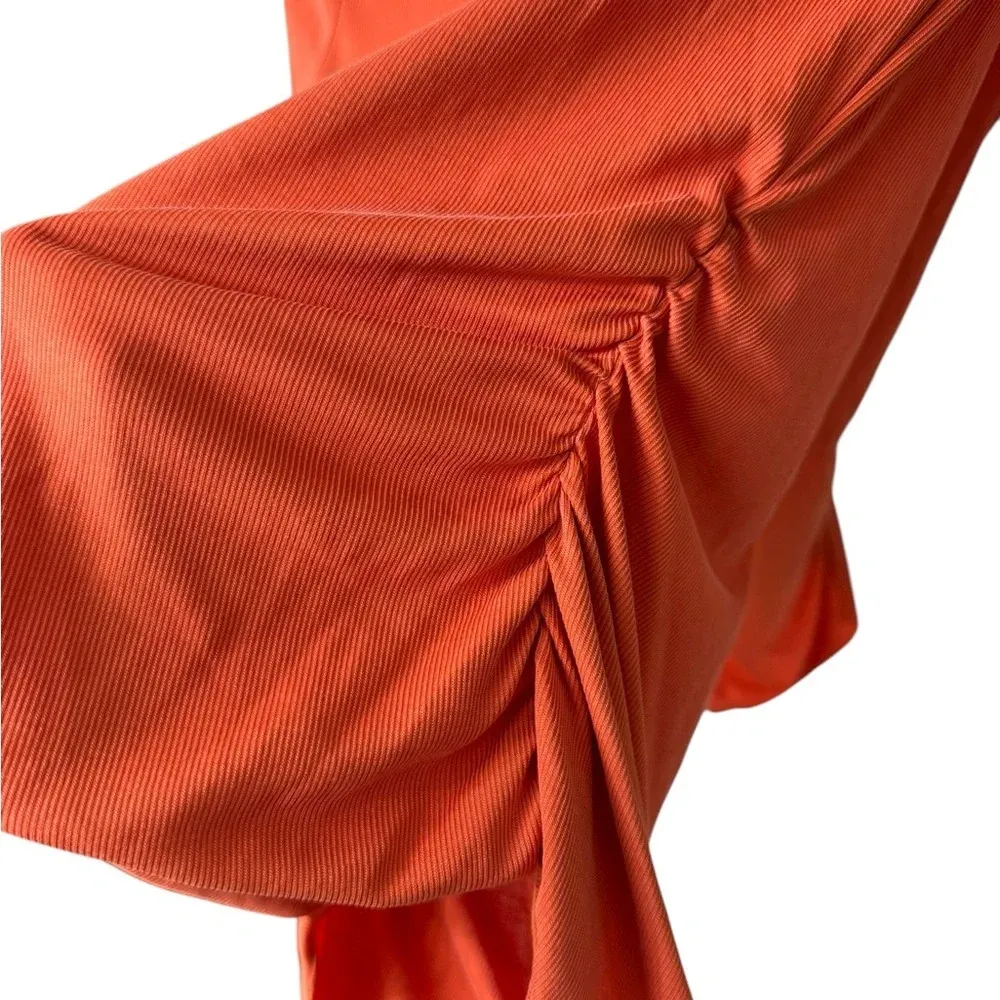 Free People Intimately Orange Rouched Side Short sleeve Top Layering top size sm - Image 3