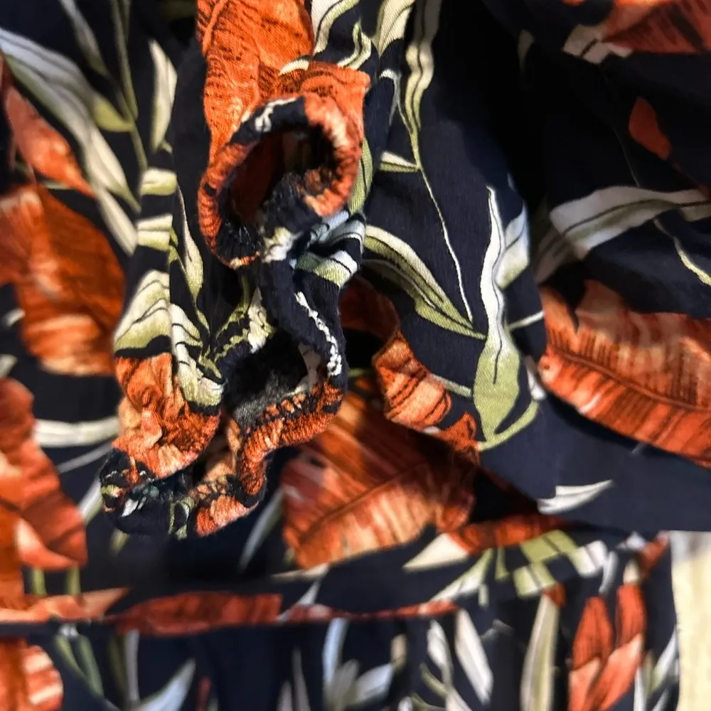 Zesica Floral Vneck Long Sleeve wrap tie waist Dress‎ size XL Blue - Image 4