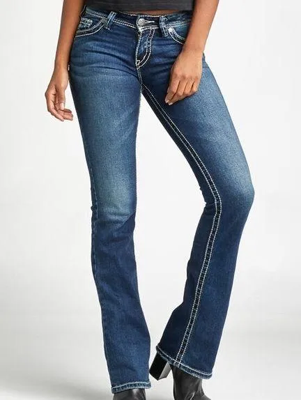 Silver Jeans Suki bootcut fluid denim low rise contrast stitch jeans size 27 - Image 1