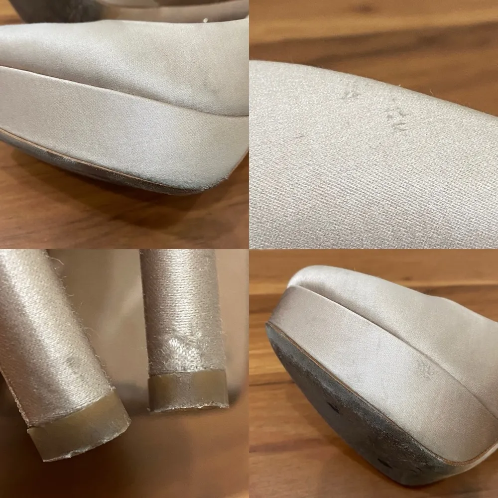 BADGLEY MISCHKA Viola Latte Satin Crystal Embellished Heels Wedding Pumps Size 8 - Image 16