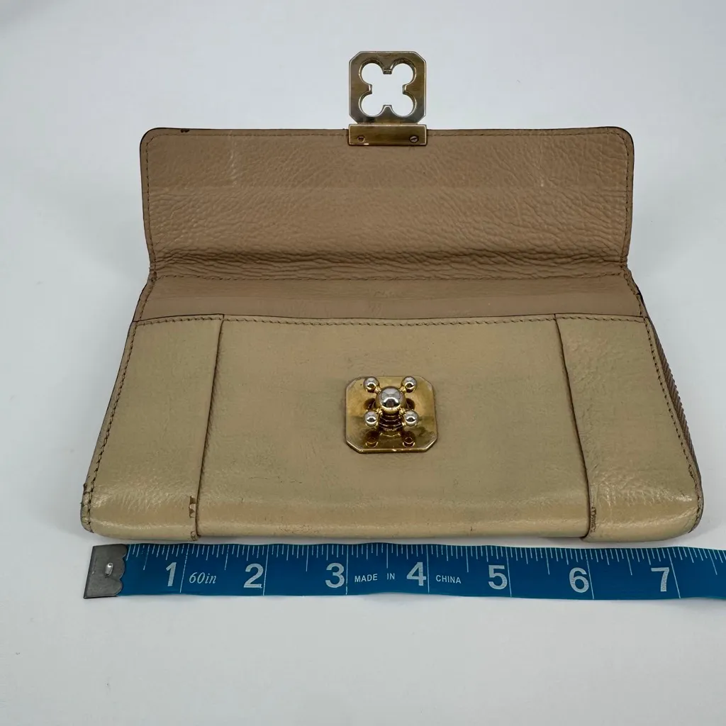 Chloe Long Beige Leather Wallet One Size - Image 10