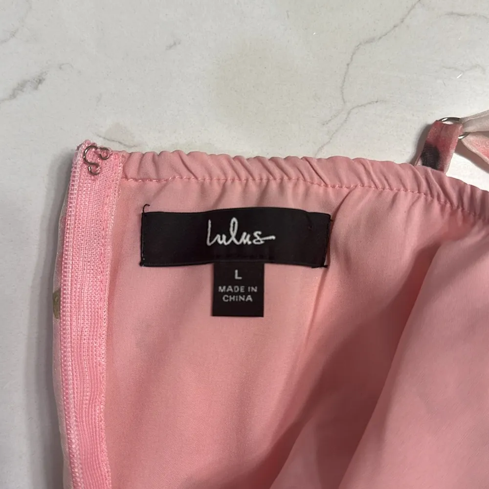 Lulus Light Pink floral midi dress (Size - Image 2