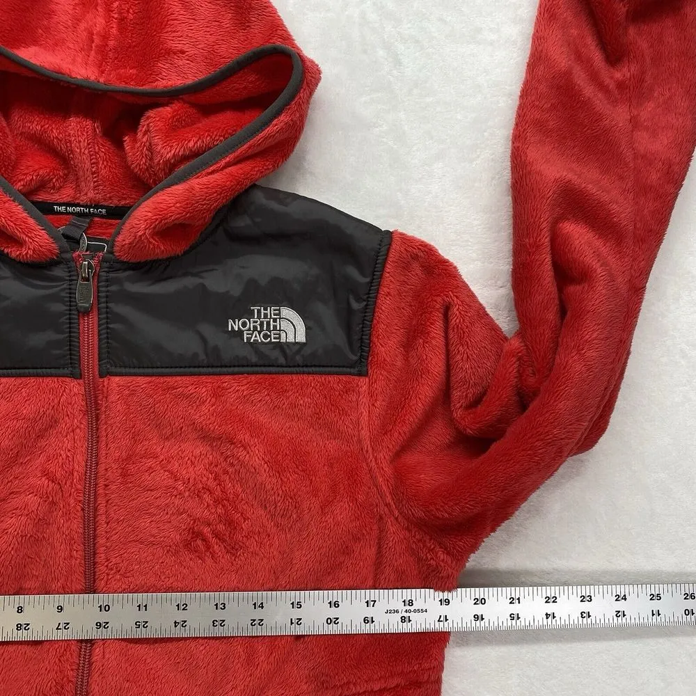 The North Face Fleece Hoodie Hood Jacket Womens M Denali Red Dark‎ Grey - Image 3