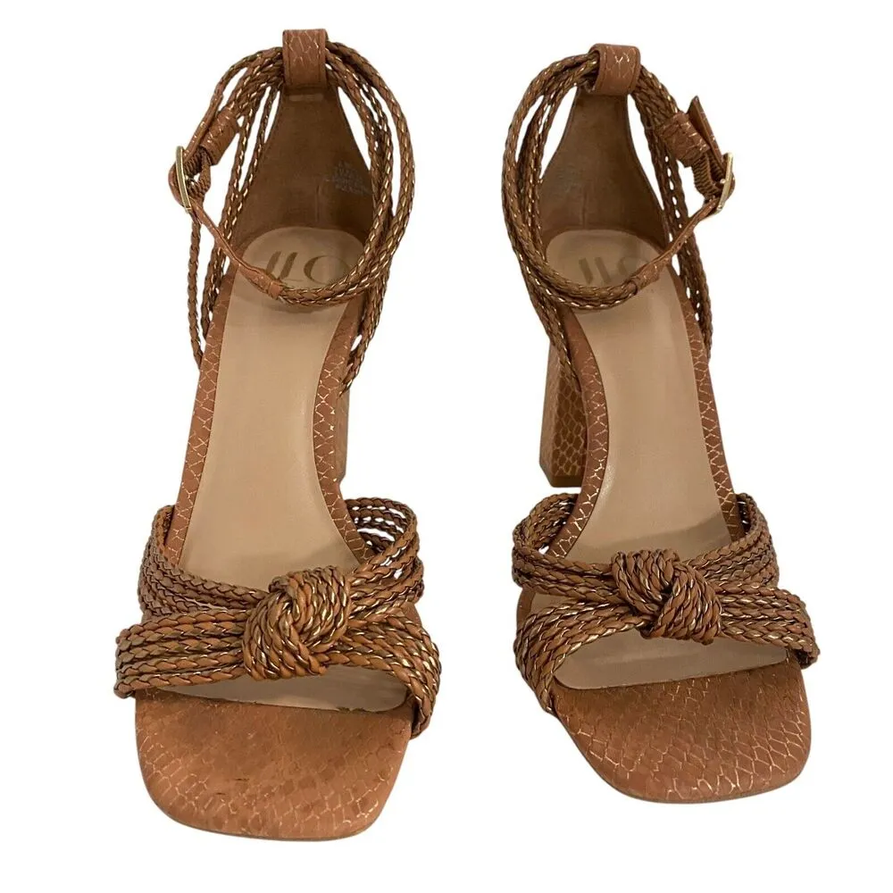 JLO by Jennifer Lopez Women's 7.5 Emilie Ankle Strappy Braided High Heels Sandal Tan - Image 6