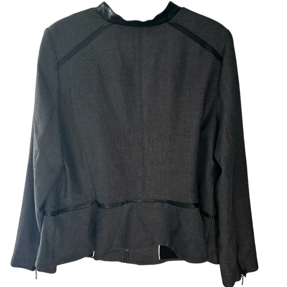 NWT White House Black Market Luxe Suit Jacket Faux Leather Trim G9 - Image 2