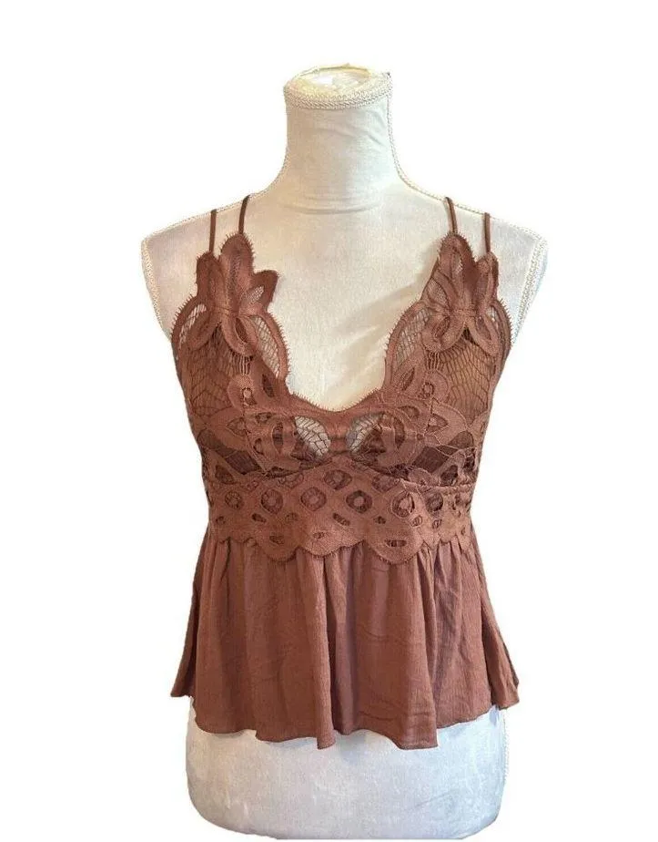 Rue 21 Babydoll Top Crop Ruffles Crochet Lace Criss Cross Back Y2K V Neck L - Image 2