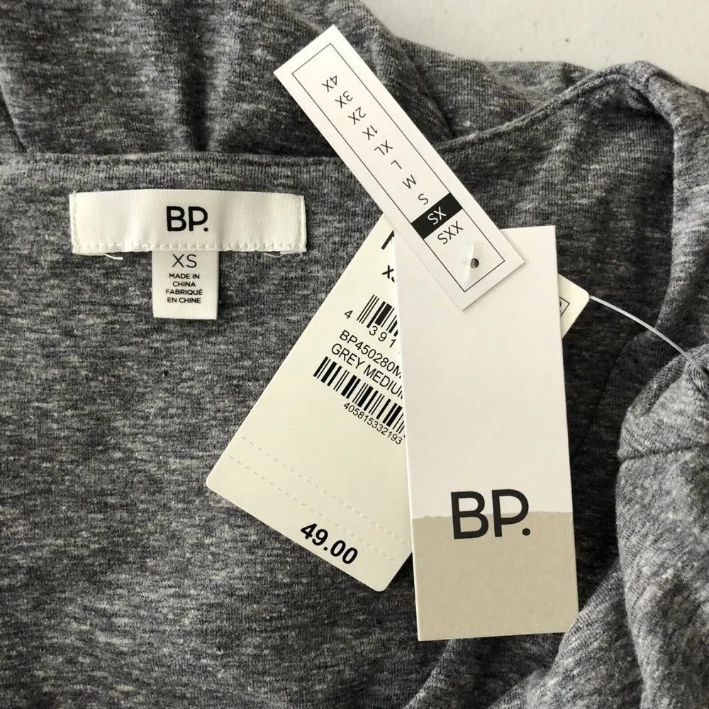 BP Mini Dress Tiered Long Sleeve V Neck Knit Heathered Gray XS - Image 3