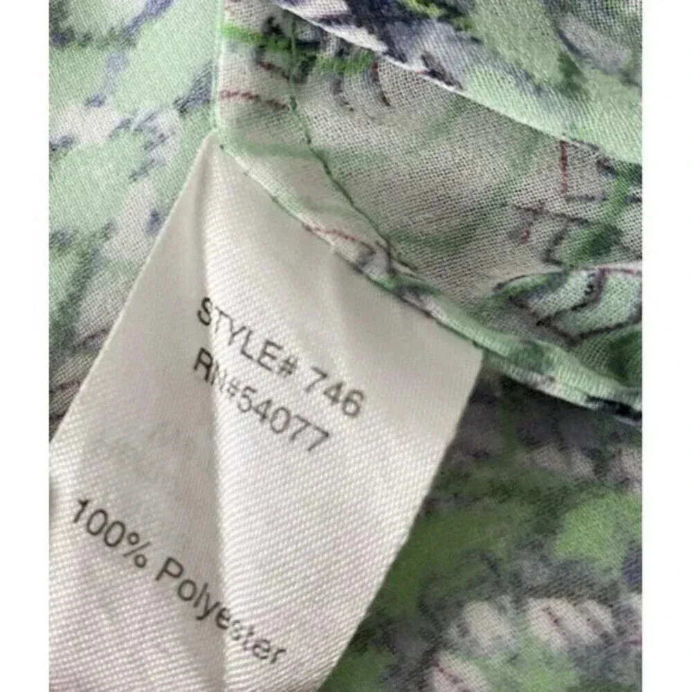 Cabi Size Small Darby Green Snakeskin Patterned Tie Front‎ Sheer Blouse​​ - Image 3