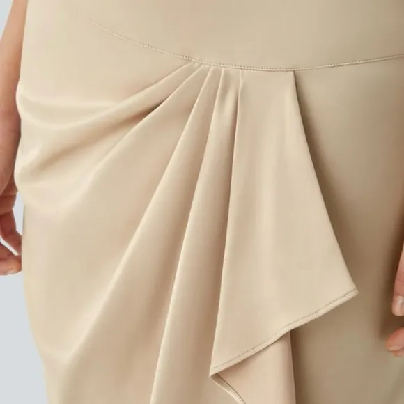 Halara High Waisted Invisible Zipper Satin Midi Work Skirt in Angora Size‎ L NWT - Image 4