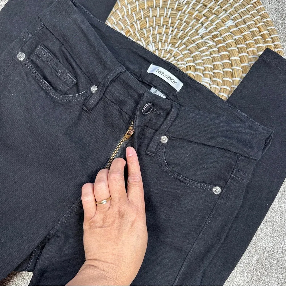 Good American Women’s Good Legs Skinny Fit Jeans Mid Rise in Black Size 25 - Image 9