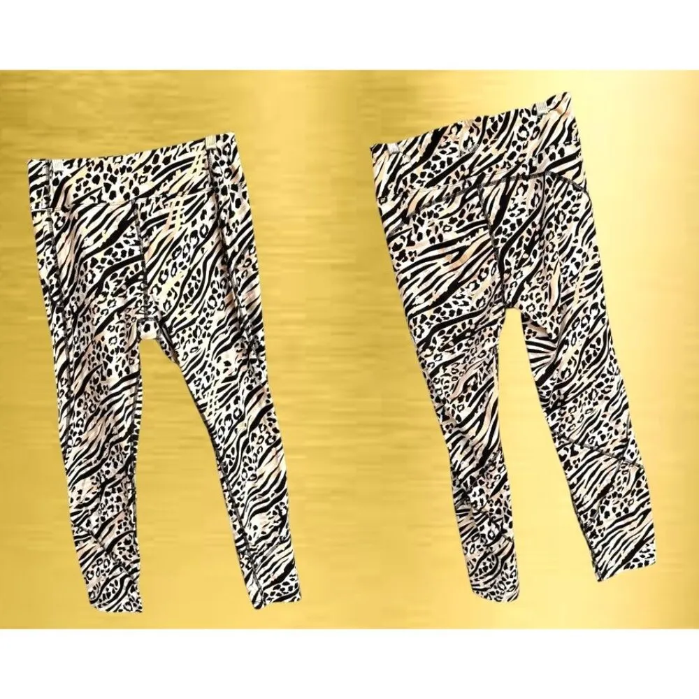 Victorias Secret Pink Sport Leggings Large Logo Leopard Print Cheetah Print Yoga Tan Size undefined - Image 6
