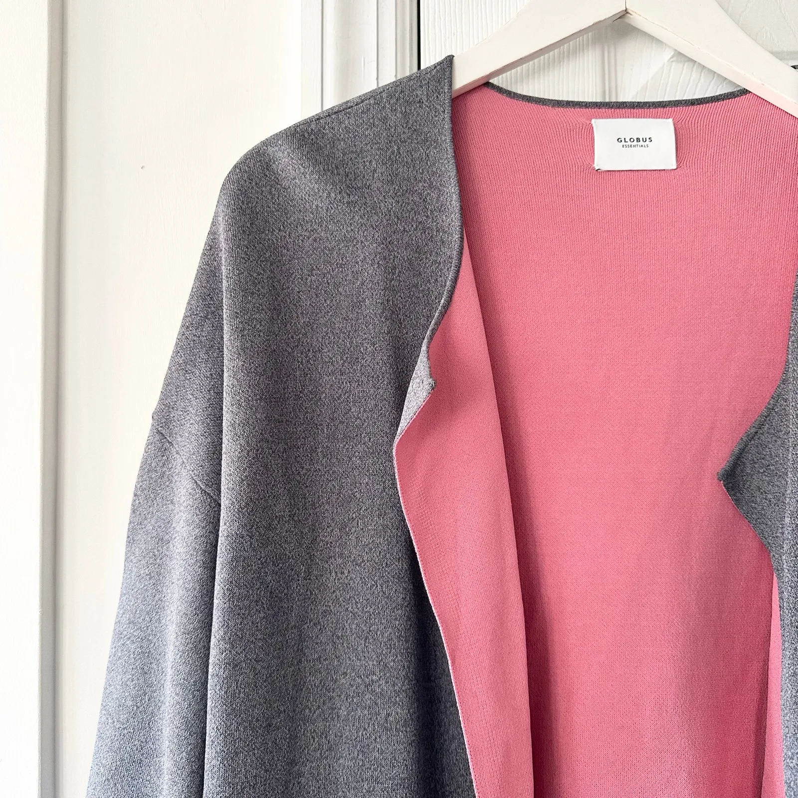 Globus Essentials Grey Pink Colorblock Open Lagenlook Longline Cardigan Medium Gray - Image 10