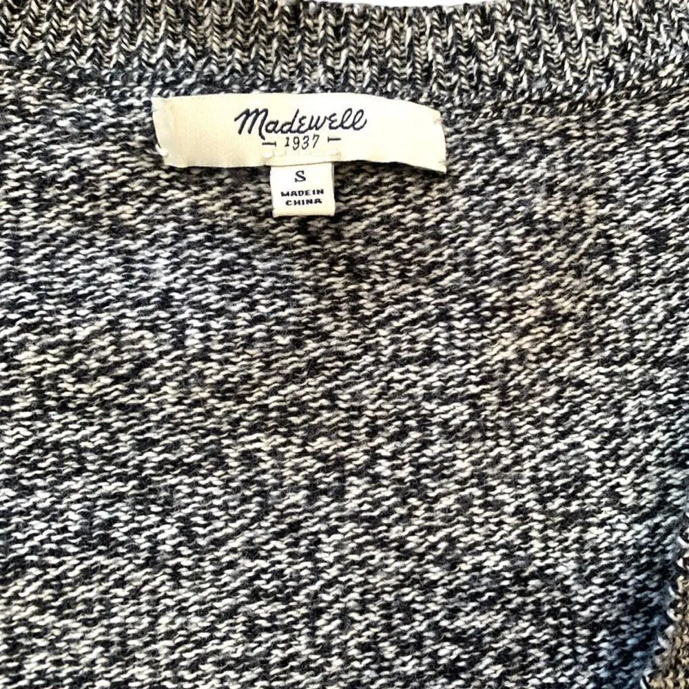 Madewell Landscape Cardigan Sweater Gray Marled Slit Hem Grandpa Style Knit - Image 7