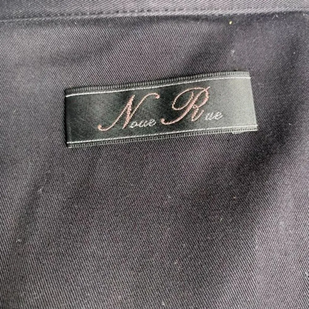 Luxury Japanese Brand Noue Rue Pea Coat S Black Belted Buttons Lined Pockets - Image 8