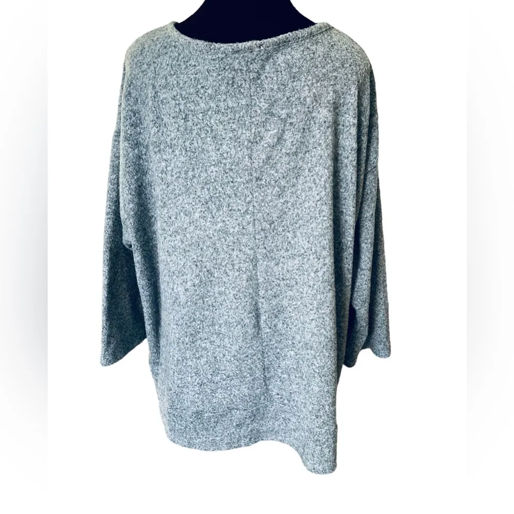 Joie De Vivre Plus Size Steele Blue Fuzzy Rhinestone Bedazzled Glam Sweater Top - Image 7